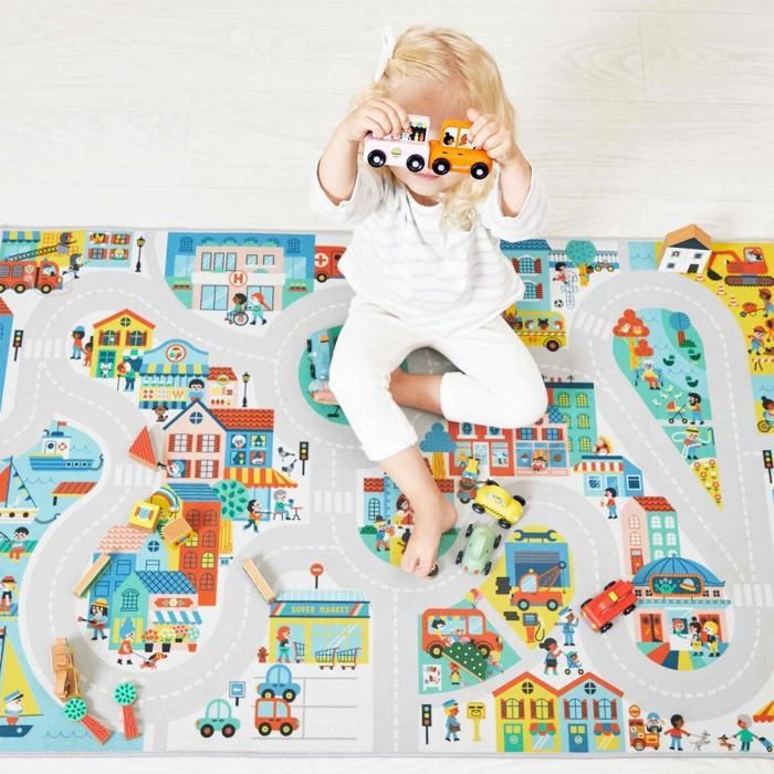 Tapis de jeu - JANOD - Circuit Ville - Antidérapant - 120 x 78 cm - Pour enfants dès 2 ans