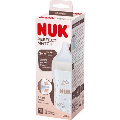 Nuk Perfect Match M Rainbow 3M dětská láhev s regulací teploty 260 ml 1 ks 1 ks