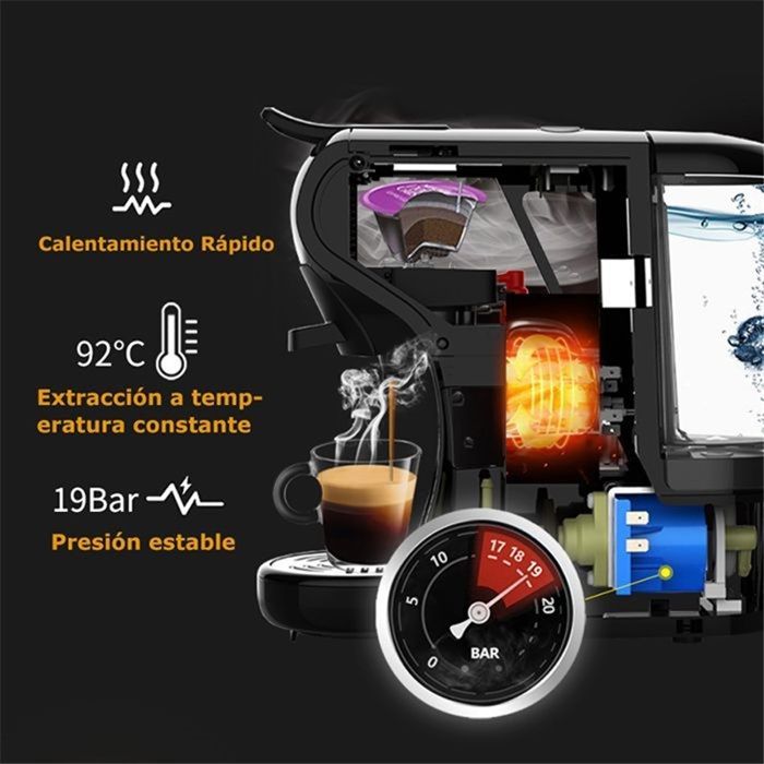 HiBREW H1A 1450W Espressomaschine – 19 Bar Extraktion – 4-in-1 Multi-Kapsel-Kaffeemaschine mit Heiß-/Kaltwasserfunktion