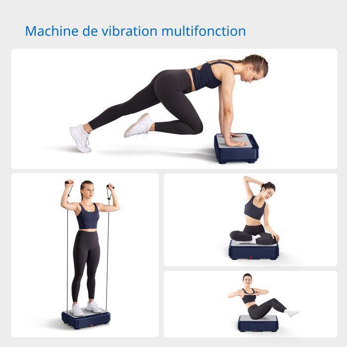 Plateforme Vibrante 1-99 Niveaux 9 Programmes, Machine Vibration Perte Poids, Appareil Fitness Multifonction avec Télécommande, Bleu