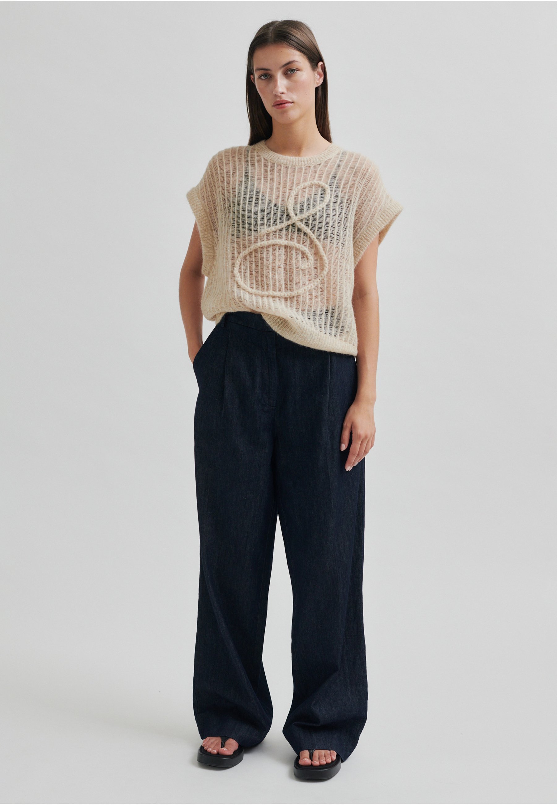 Second Female ALLUET - Relaxed fit jeans - donkerblauwe denim