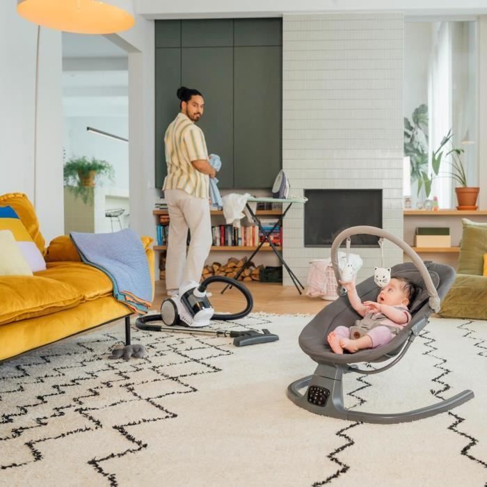 BEBECONFORT JOLANA, Cadeira de balanço para bebês, confortável, com sensor de movimento, de 0 a 9 meses (9 kg) GRAFITE TINTA