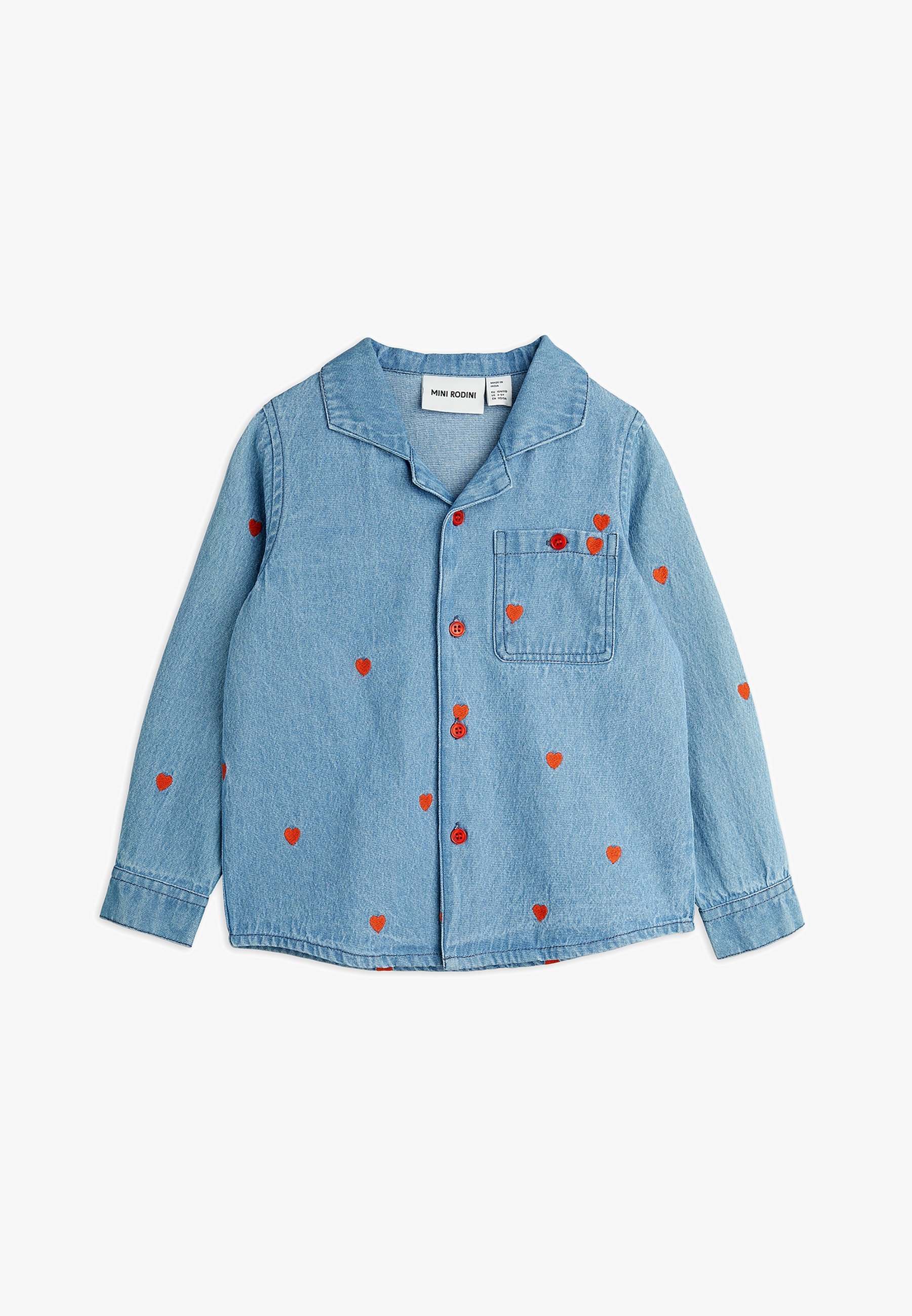 Mini Rodini HEARTS SHIRT UNISEX - Blouse met knoopsluiting - blauw