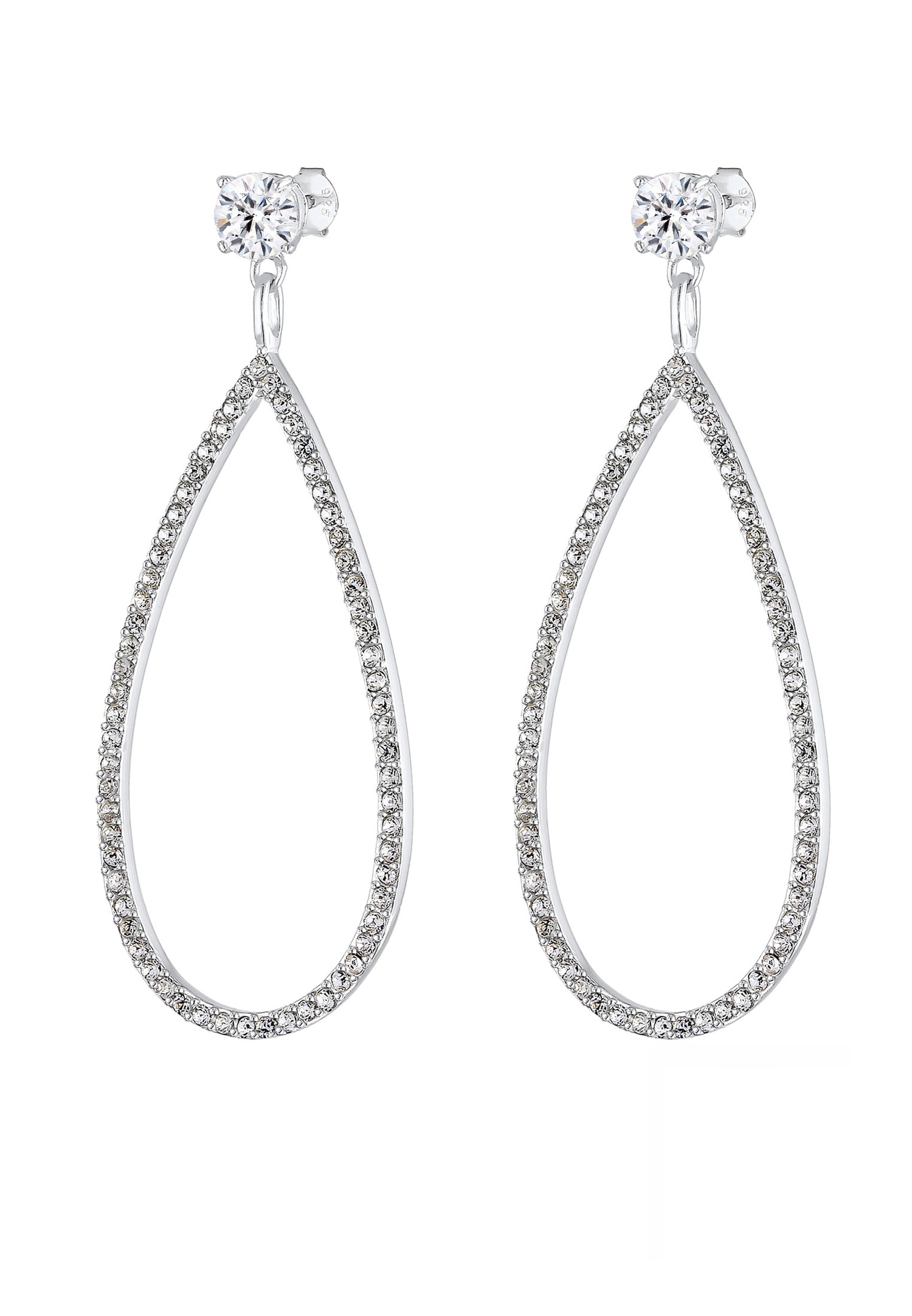 Elli PREMIUM Femmes Pendentif d'oreilles Goutte étincelant avec cristaux en argent sterling 925