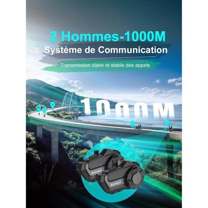 Motorcycle Intercom - Moman - H2 Pro - 2 Units - Bluetooth 5.1 - IP65 Waterproof - FM Radio