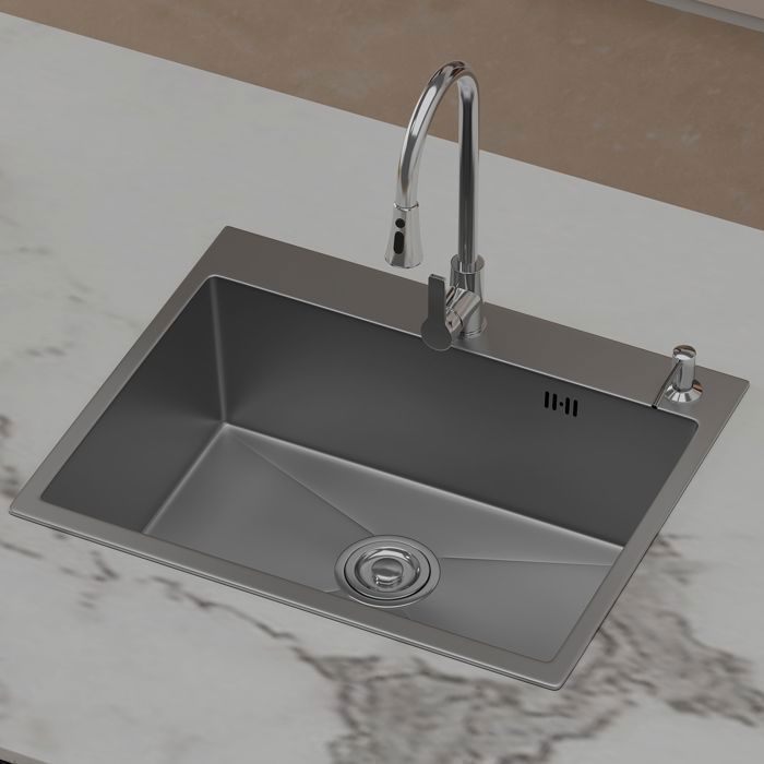 Évier de cuisine - MOCOERL - Évier 1 bac - 55x45x22 cm - Inox - Panier égouttoir réglable