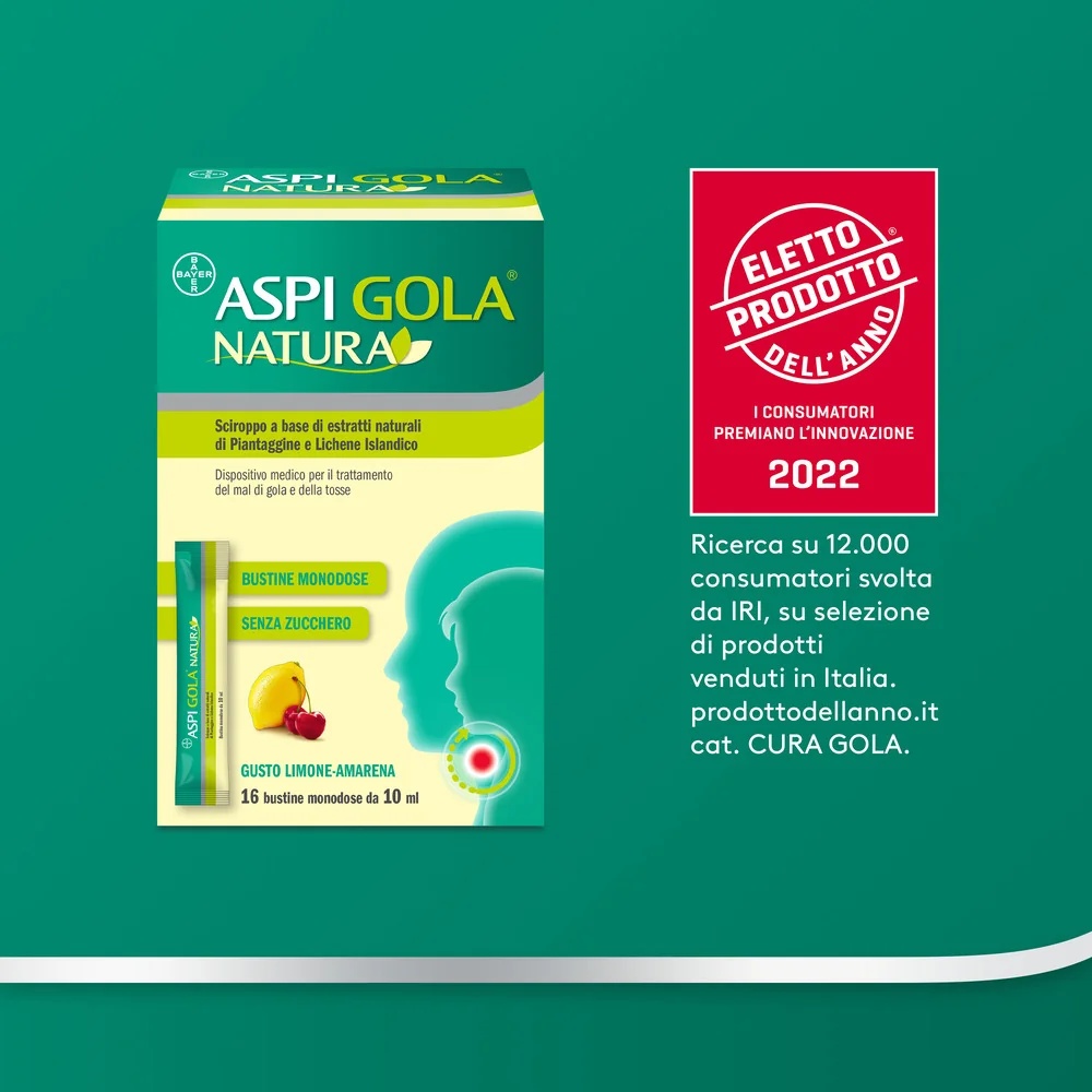 ASPIRINE Sirop Aspi Gola Natura à la cerise et au citron 16 comprimés pour le mal de gorge