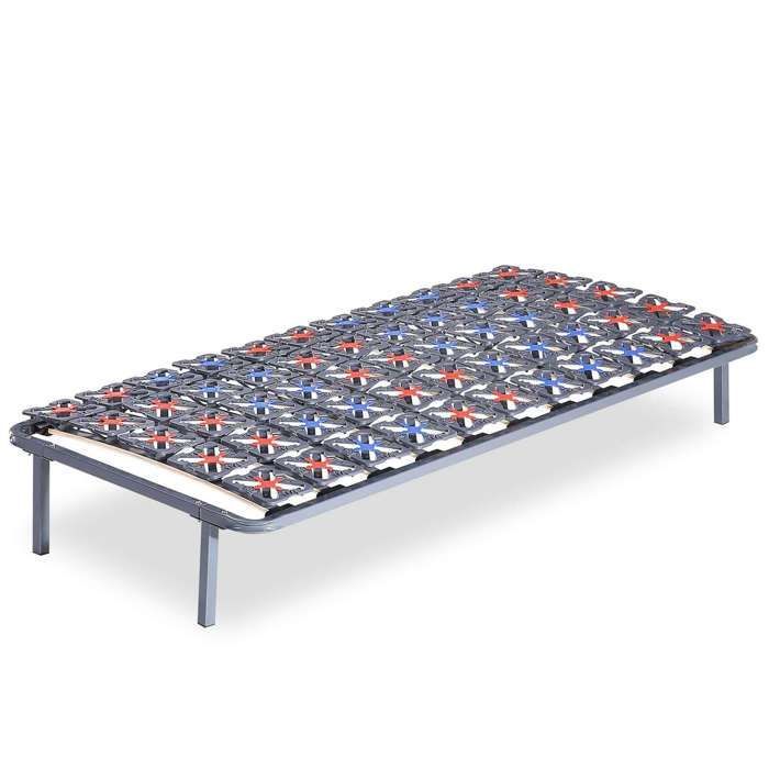 Base letto a doghe Springluxe 90x190 di Sampur | Resistente e confortevole - Doghe regolabili - Gambe incluse - Robusta struttura in acciaio verniciato a polvere epossidica