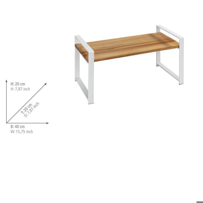 Mensola da cucina WENKO LOUISA | Organizzatore per piano di lavoro e armadietti | Porta spezie | Metallo bianco e legno | 40x20x20 cm