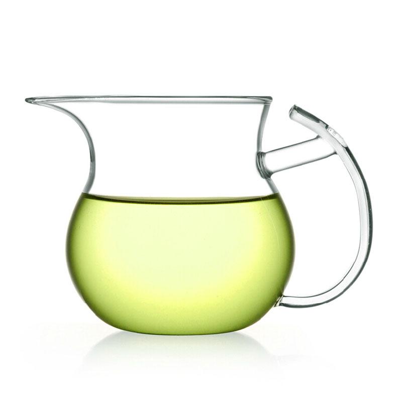 Tasse en verre épais résistant à la chaleur avec ouverture en forme de bec d'aigle, ornée d'un nœud de thé Kungfu. Tasse élégante à deux becs pointus. Tasse créative.