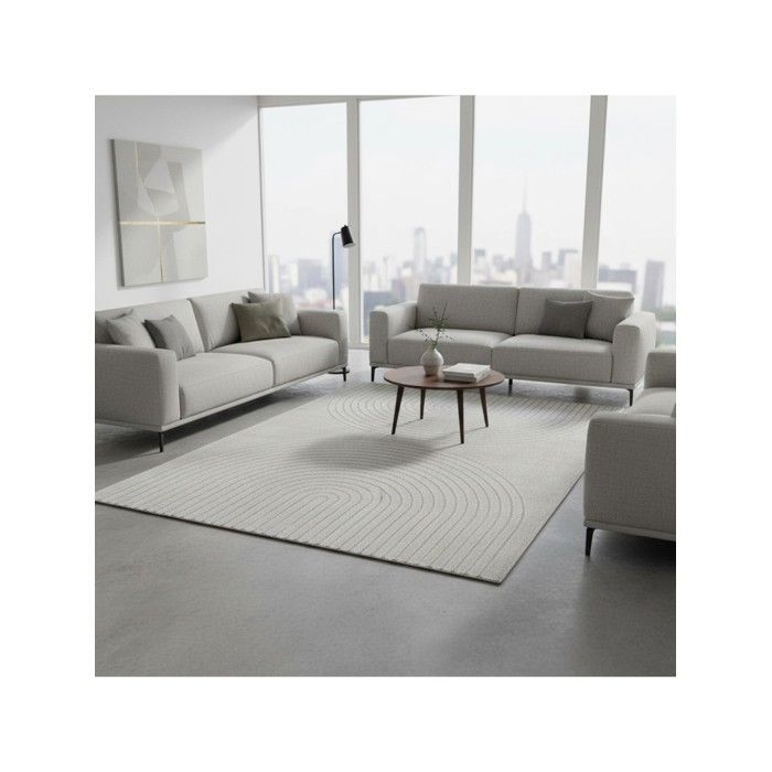 Modern rug with minimalist arc pattern, dense 12mm velvet, contemporary living room design (Dimensions: 120x160 cm - Colour: Grey)