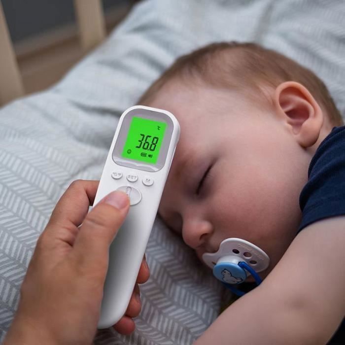 BABY THERMOMETER Forehead thermometer Forehead measurement Color code LCD reading Fever alert Memory function Label
