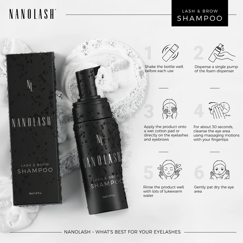 Shampoo de limpeza Nanolash para sobrancelhas e cílios