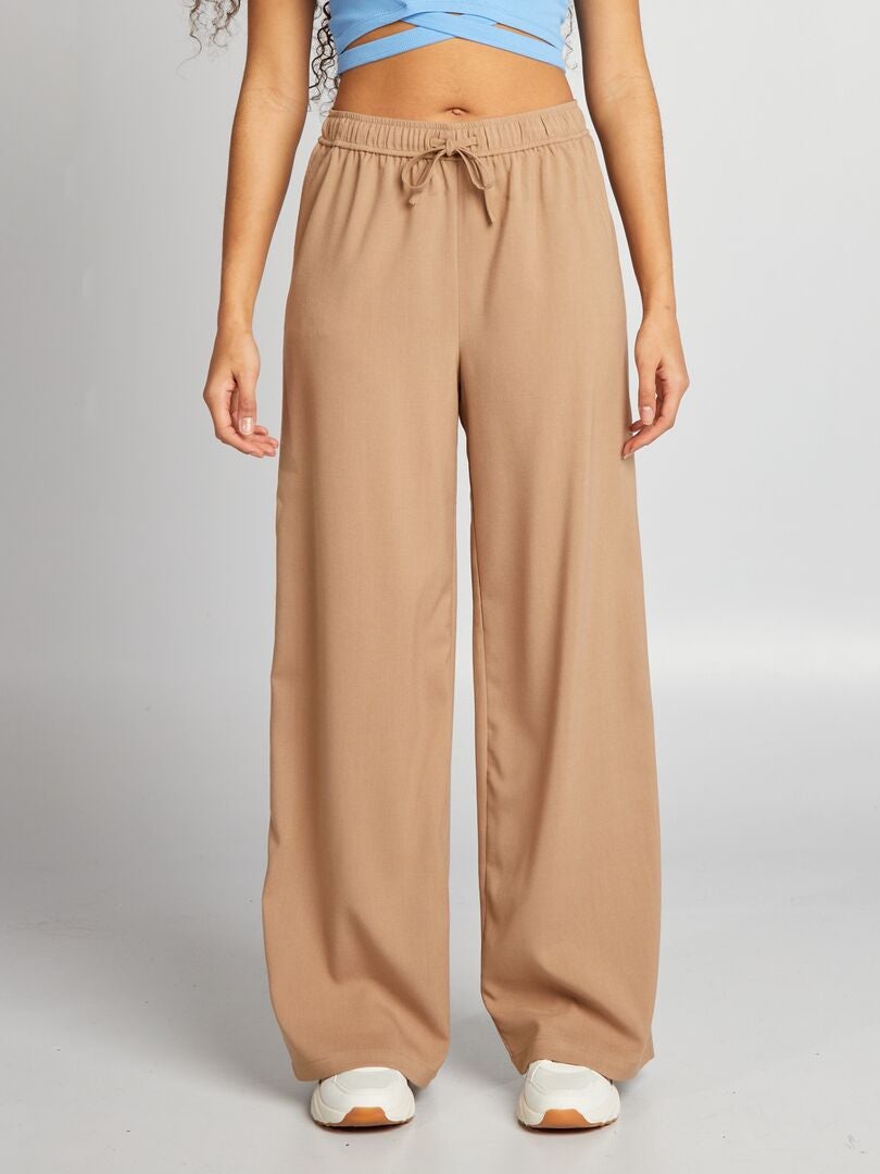 Stadsbroek met wijde pijpen - BEIGE