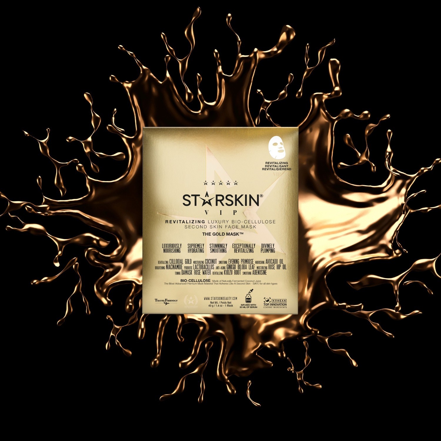 STARSKIN® Maska za lice The Gold Mask™ Revitalizirajuća luksuzna bioceluloza - 30 ml