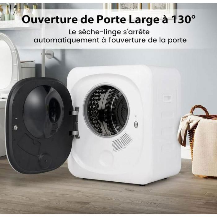 Sèche-Linge - RELAX4LIFE - 800W - Capacité 4KG - 5 Modes de Fonctionnement - Minuterie 0-180min - Tambour en Acier Inoxydable