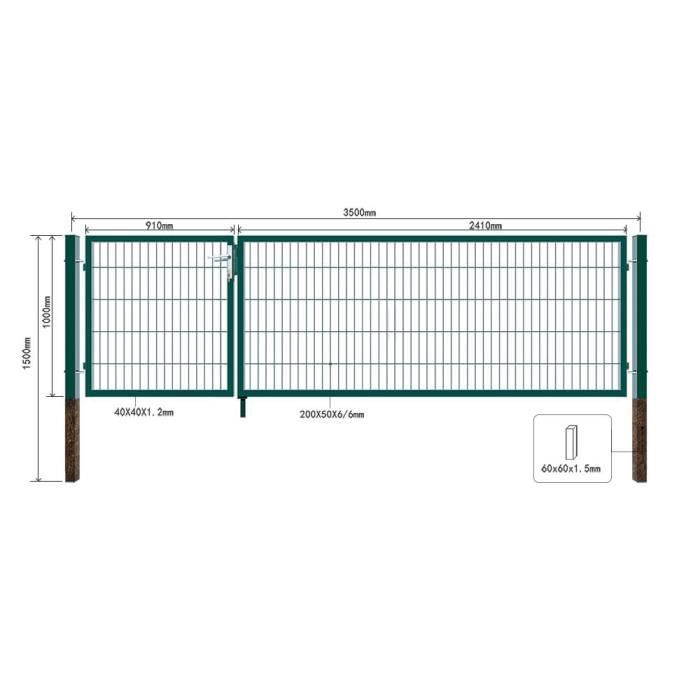 Portail de jardin HOME DELUXE 'ADITUS' >Taille: 120 x 350 cm - Couleur: Vert