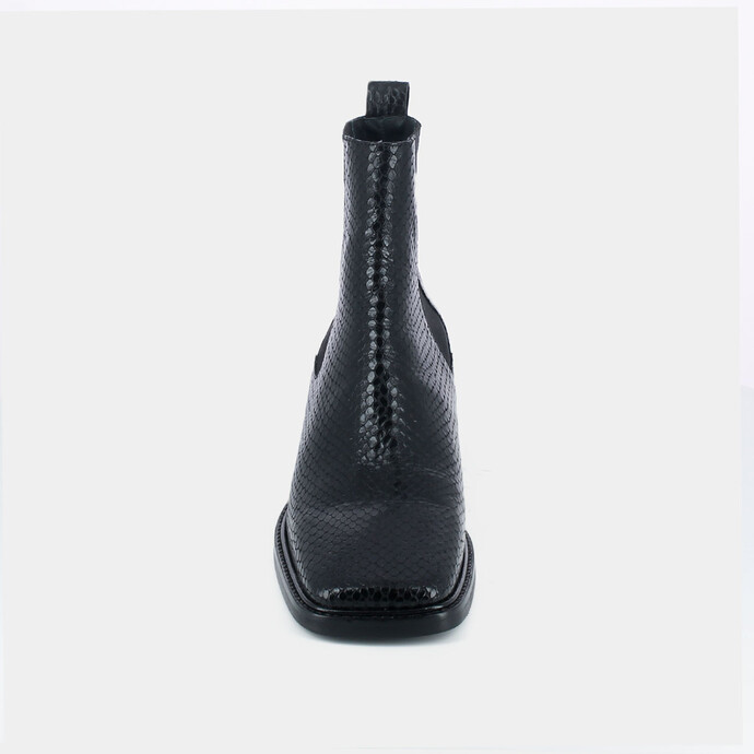 Bottines à talons  en cuir reptile noir