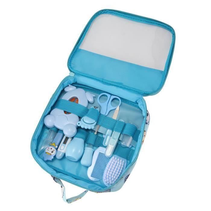 13PCS Trousse de Soin et Santé Pour Bébé Essentiel de Toilette - Bleu