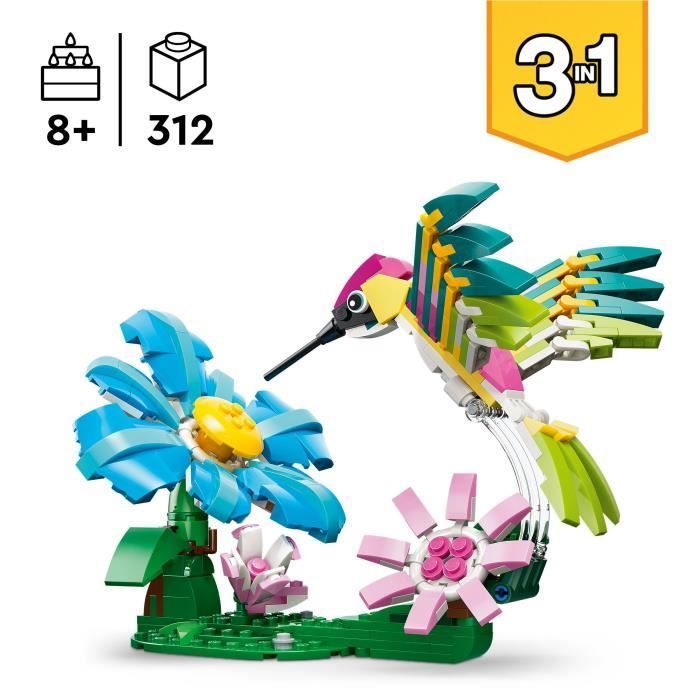 LEGO Creator 3 em 1 31384 Animais Selvagens: O Beija-flor Colorido - Conjunto de Construção para Maiores de 8 Anos