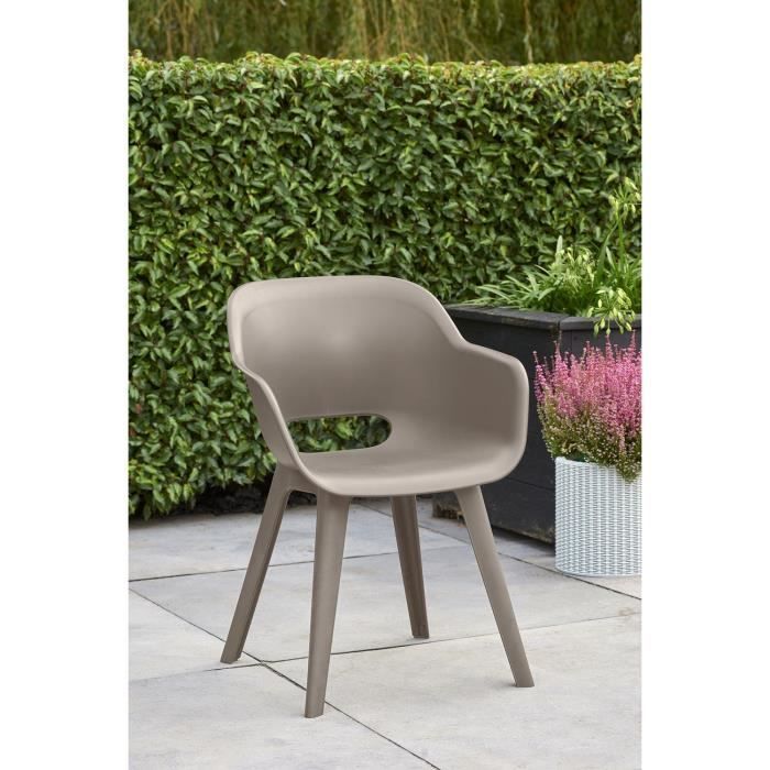 Mesa ALLIBERT GARDEN LIMA 160x100cm - Blanca + 6 sillas AKOLA Cappuccino - Resina