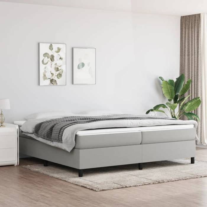 Gris 200 x 200 cm - Cama de madera - Carga máxima 150 kg - Estructura de cama de muelles gris claro 200x200 cm tela 005_399676