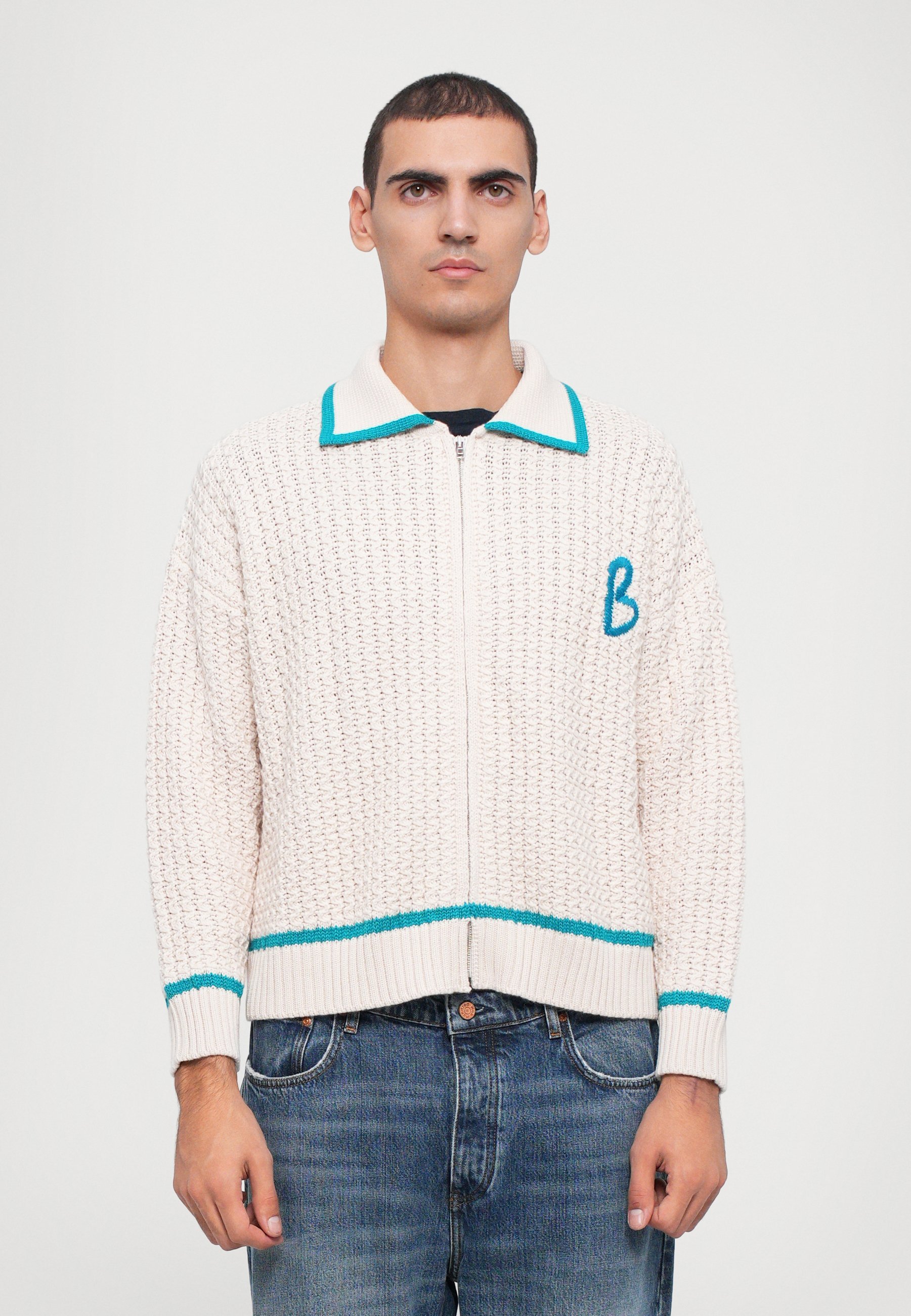 Bonsai geborduurde jas met volledige ritssluiting, oversized model, unisex - vest - marmer