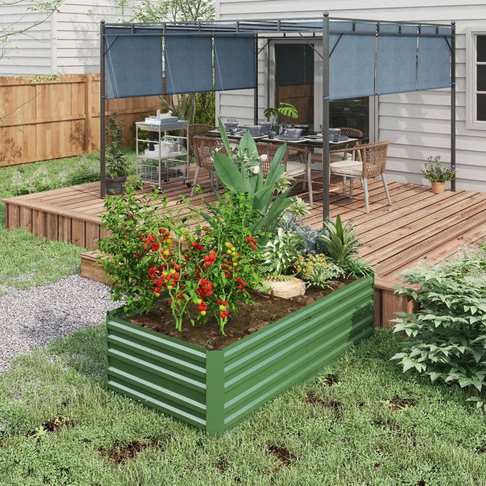 Garden vegetable garden bed - Outsunny - rectangular - galvanized steel reinforcement tubes - 180 x 90 x 59 cm - green