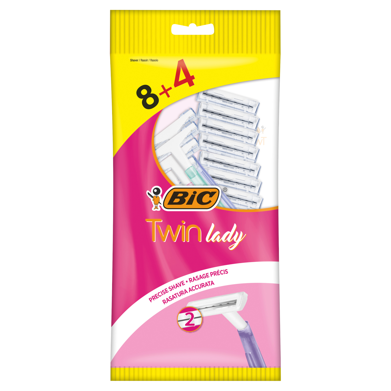 Bic rakhyvlar för kvinnor, 8+4 st, Twin Lady