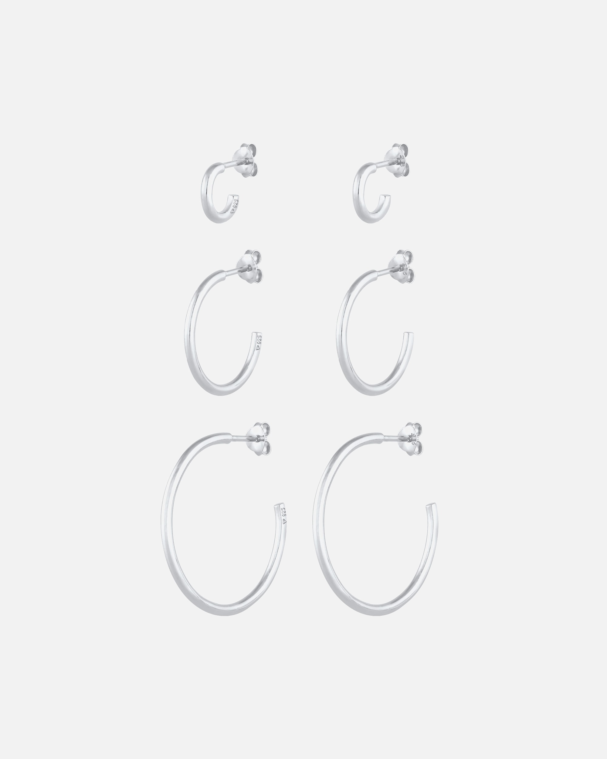Elli Trio de boucles d'oreilles créoles pour femmes Blogueur de tendances de base en argent sterling 925