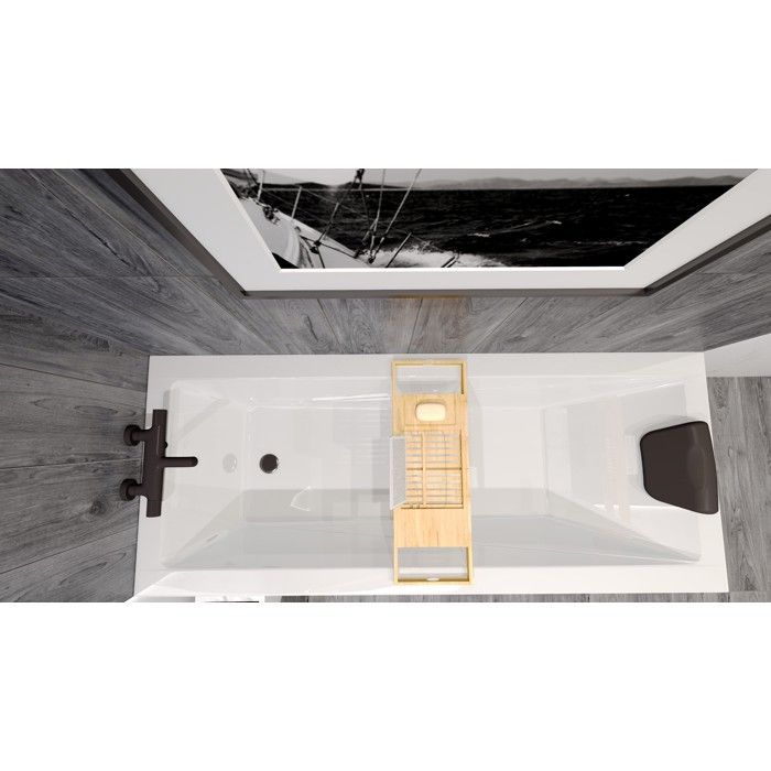 Modern 4-in-1 rechthoekig bad 180x80 cm + hoofdsteun, badafvoer en poten