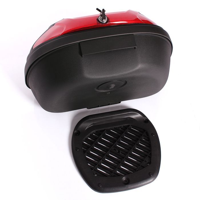Maleta trasera para motocicleta TRESKO® XXL de 48 litros: capacidad para 2 cascos, montaje rápido, resistente a salpicaduras, para motocicletas, scooters, ciclomotores y quads.