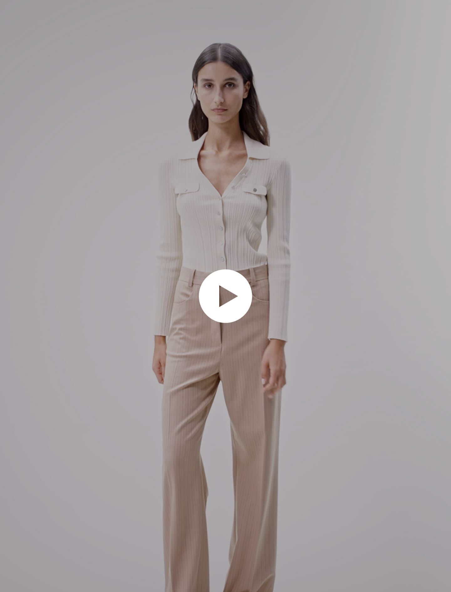 Pantaloni cu talie înaltă - Bej