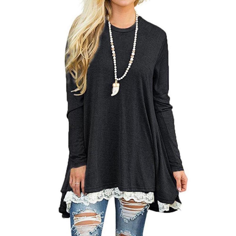 Blusa encaje Blouse Women 2019 Fashion Womens Lace Casual Long Sleeve Tunic Tops Loose Blouse Plus Size Shirt roupa feminina 7