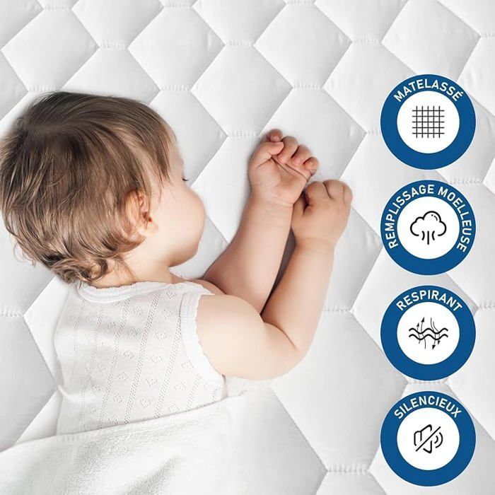 Protège-matelas 160x190 cm matelassé, certifié Oeko-TEX, imperméable, respirant - pour lit double Multicolore SUR-MATELAS