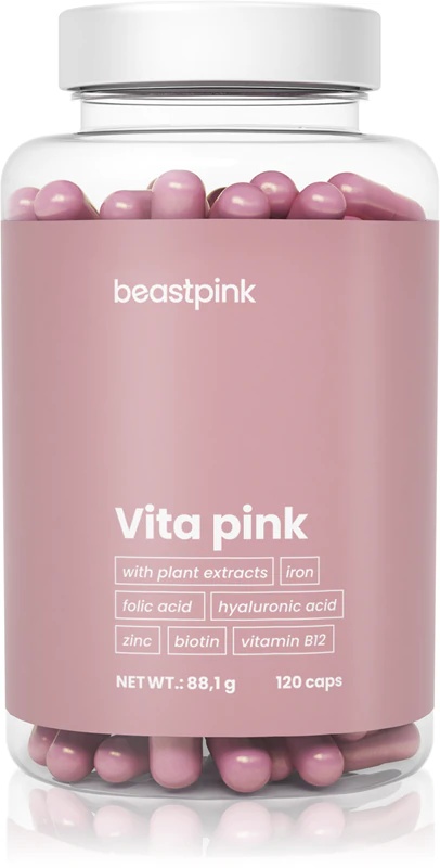 „BeastPink Vita Pink“ maisto papildų kapsulės su multivitaminų kompleksu