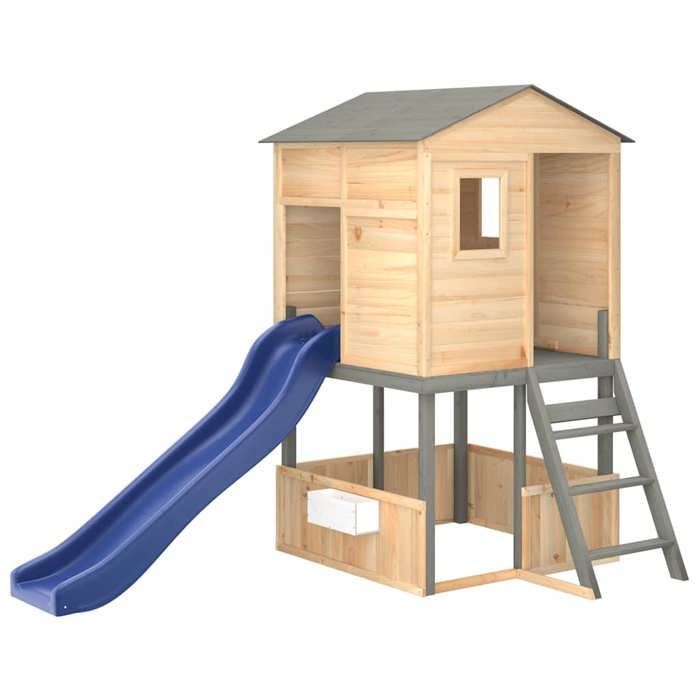 vidaXL Aire de jeux d'extérieur gris foncé bois massif de sapin, aire de jeux, ensemble de jeu en bois, ensemble de terrain 3376142