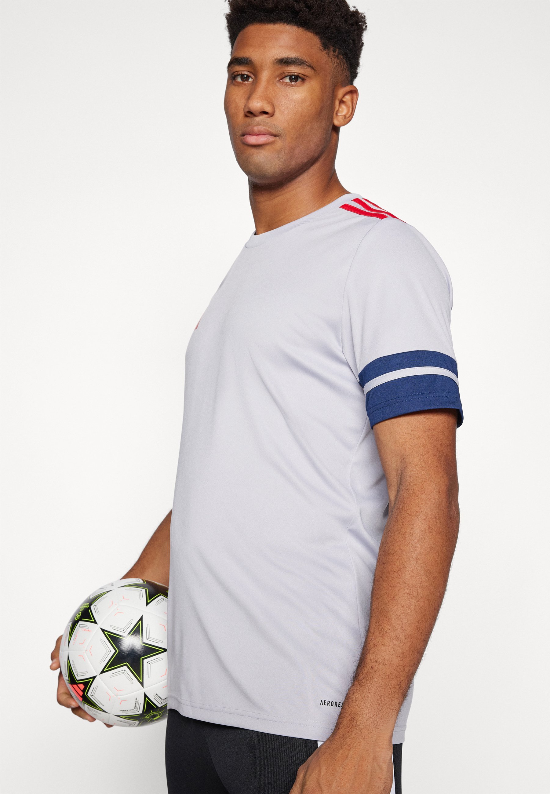 adidas Performance SQUADRA25 JERSEY MET KORTE MOUWEN - Sport T-shirt - Glory Grey/Team Navy Blue/Pure Ruby