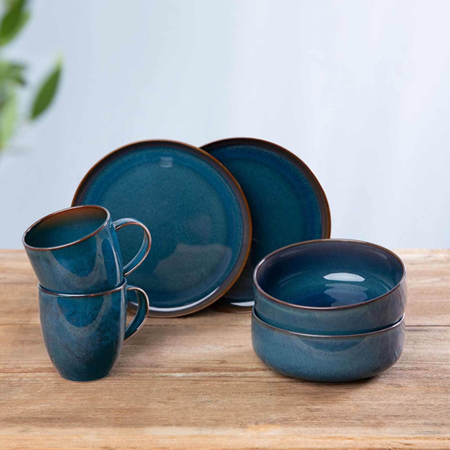 „Villeroy & Boch“ indų rinkinys, pusryčių rinkinys, 6 dalys, pagamintas iš džinso – 1 dalis