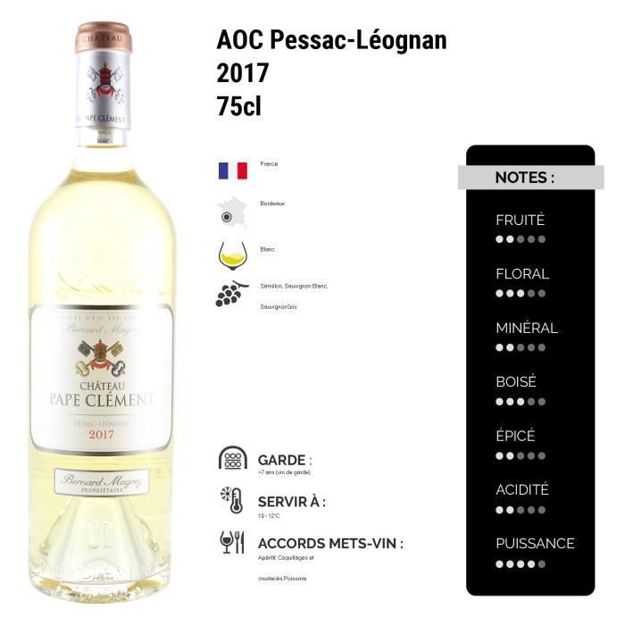 Château Pape Clément Pessac-Léognan Blanc 2017 - 75cl - Vin AOC Blanc de Bordeaux - Cépages Sémillon, Sauvignon Blanc, Sauvignon