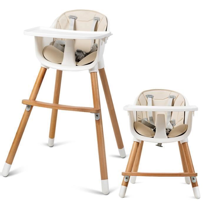 Silla alta convertible 2 en 1 COSTWAY para bebés - De 6 meses a 3 años - Altura ajustable - Capacidad de carga de 15 kg - Bandeja extraíble - Cojín de PU - Reposapiés