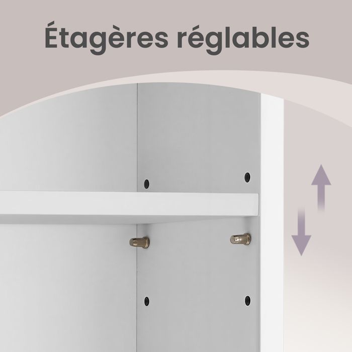 Tocador con espejo LED grande de brillo regulable, regleta, 40 x 105 x 145 cm, blanco.