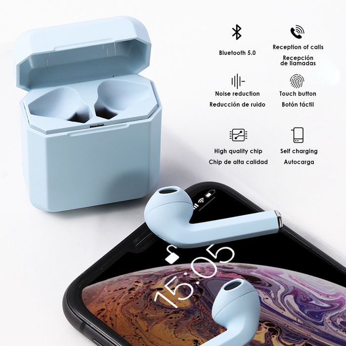 DAM i2 TWS Bluetooth 5.0 Touchscreen-Kopfhörer mit ergonomischem Ladecase. Umgebungsgeräuschunterdrückung. 4,3 x 2,2 x 5,3 cm. Rosa.