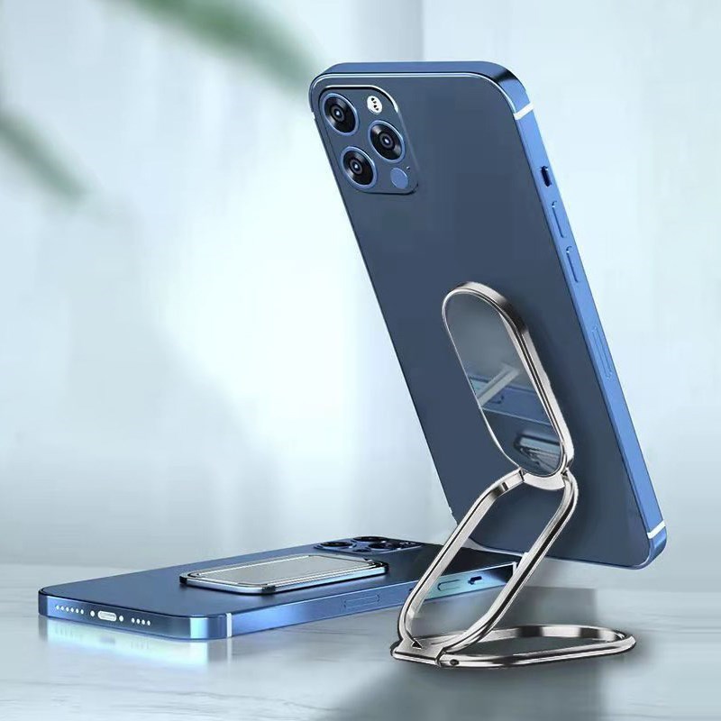 Mobile Phone Holder Ring Buckle Retractable Desktop Bracket Silver Adjustable Car Magnetic Metal Stands Cell Phone Desk Support