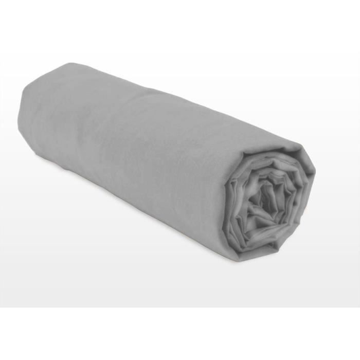 Sábana bajera ajustable - HOME LINGE PASSION - Gris claro - 180x200 cm +35 cm - 100% algodón, 57 hilos (etiqueta OEKO-TEX)