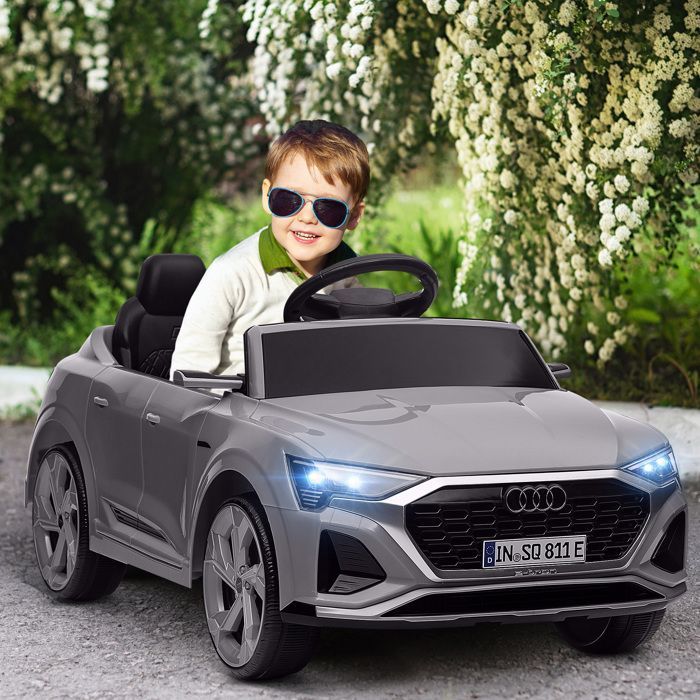 AIYAPLAY Electric Ride-On Car for Kids - Officially Licensed Audi Q8 e-tron Sportback 12V - Headlights, Music, Horn - Ages 3-4 - Grey