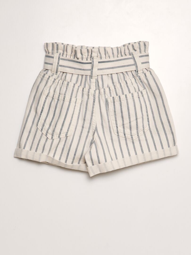 Paperbag denim shorts - BEIGE