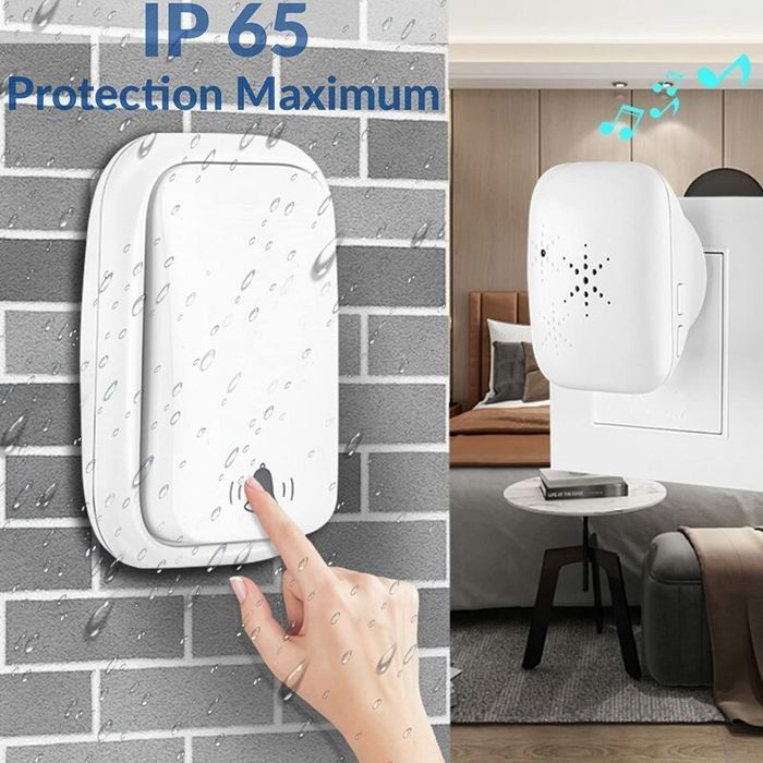 Campanello da esterno - RICEEL - Senza fili - Impermeabile IP65 - Autoalimentato - Portata 150 m