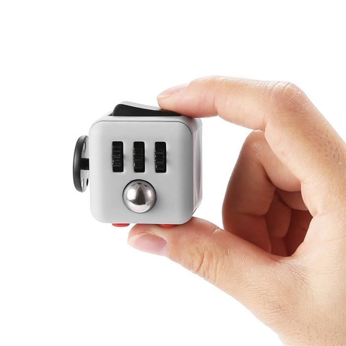 Fidget Cube Anti-ansia con spinner manuale - SWAREY - Giocattolo da dito con 6 funzioni - Grigio
