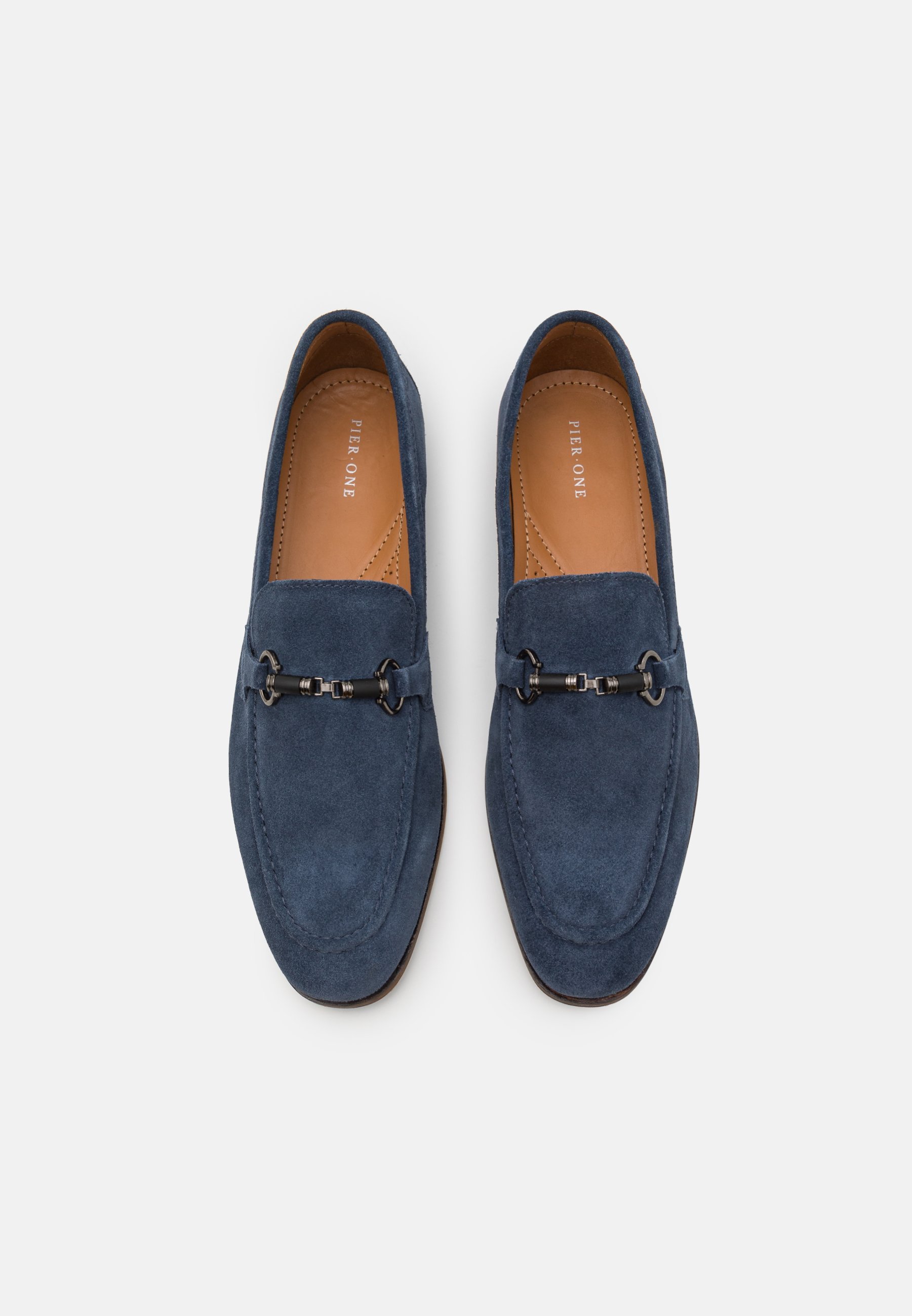 Pier One LEATHER - Eleganckie półbuty wsuwane - niebieskie